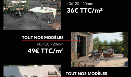 PROMOTION TERRASSE DALLES CARRELAGES 20MM 