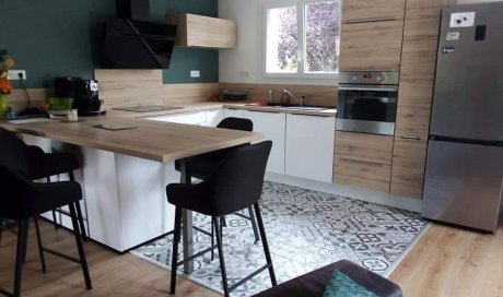 Parquet bois stratifié et carreaux ciments pour une maison à Roanne 42 Loire 